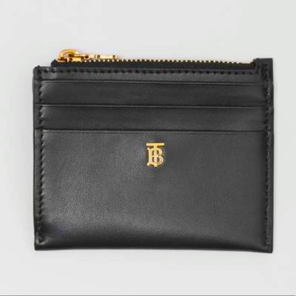 New Burberry Monogram Motif Leather Zip Card Case - Picture 1 of 8